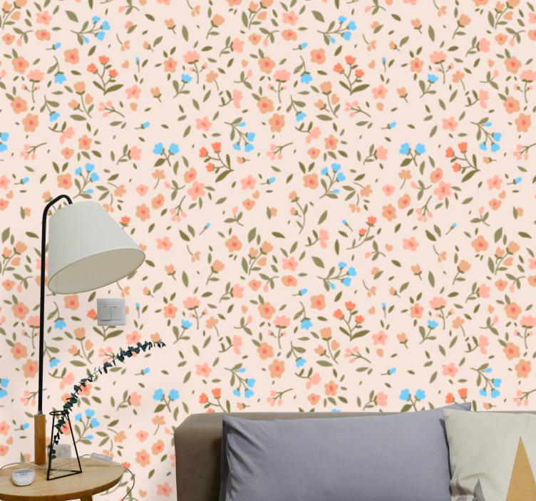 Floral Blossom Charm flowers wallpaper - TenStickers