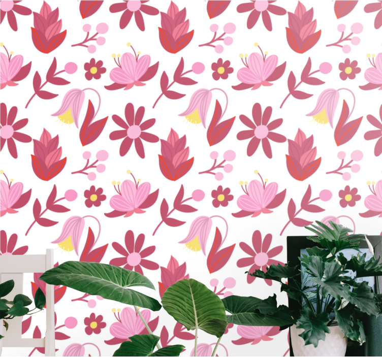 Pink bouquet arrangement wallpaper flowery - TenStickers