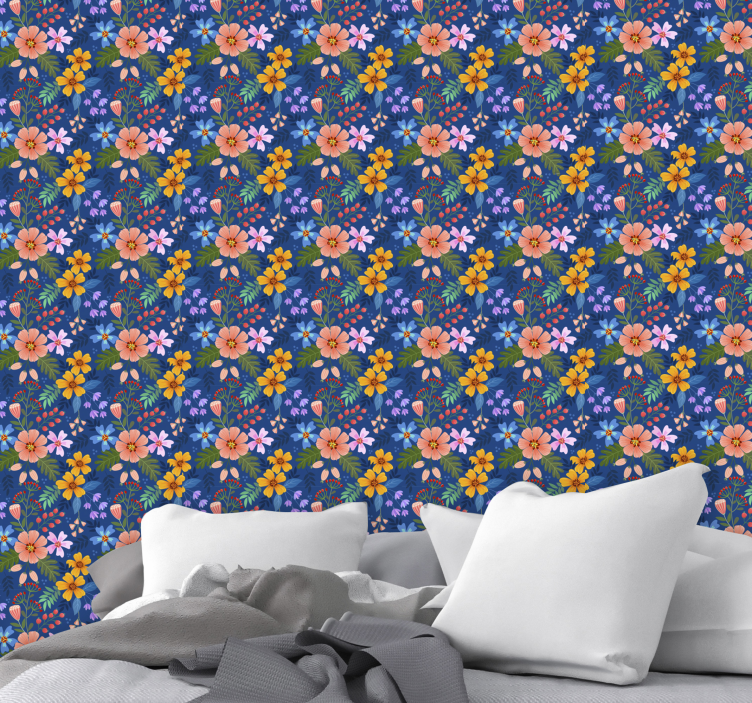 Floral Bouquet Pattern flowers wallpaper - TenStickers