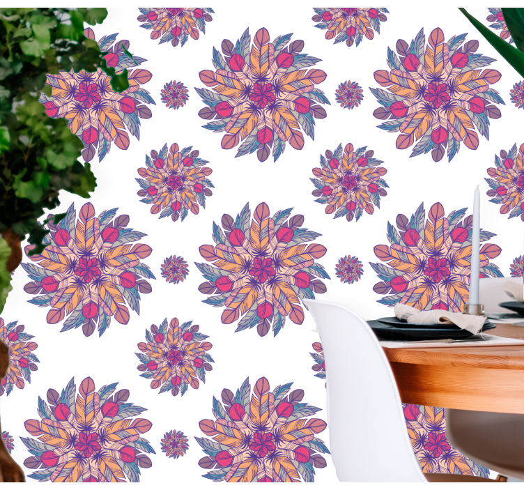 Floral Burst Motif flowers wallpaper - TenStickers