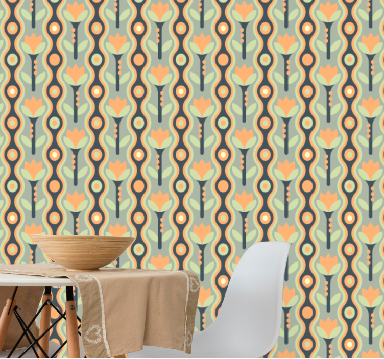 Floral Chain Pattern art deco wallpaper - TenStickers