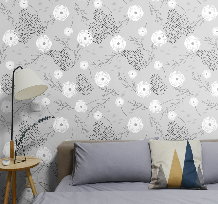 Floral Dandelion Pattern wallpaper flowery - TenStickers