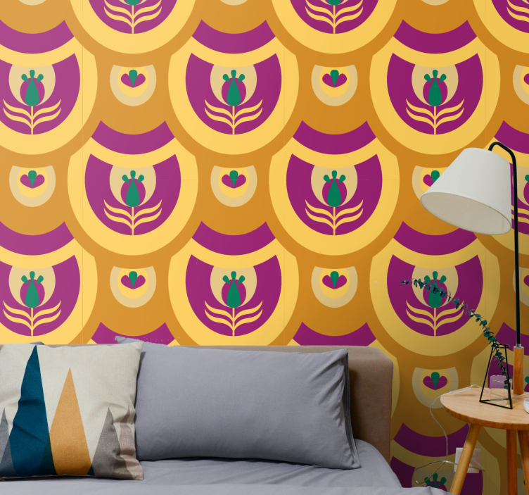 Floral Emblem Design art deco wallpaper - TenStickers