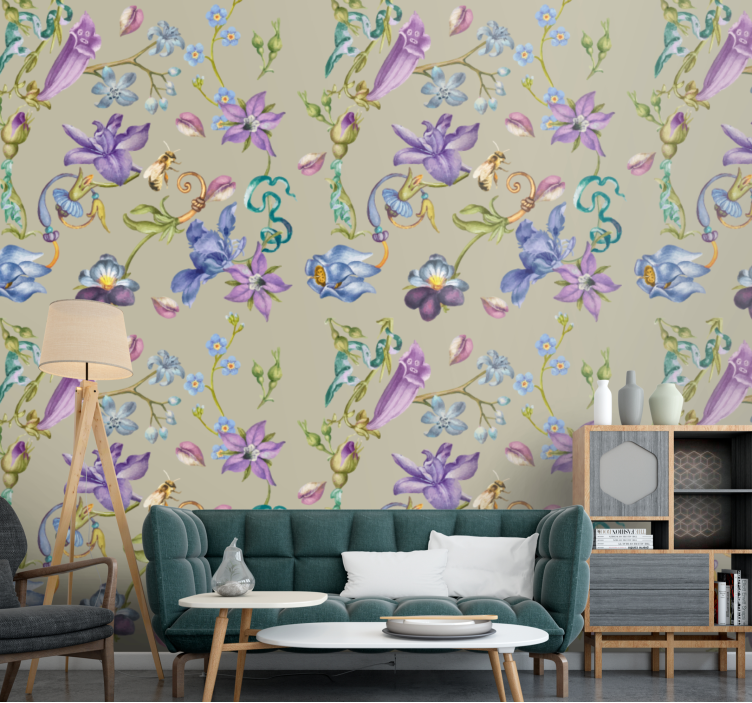 Floral Fantasy Design flowers wallpaper - TenStickers