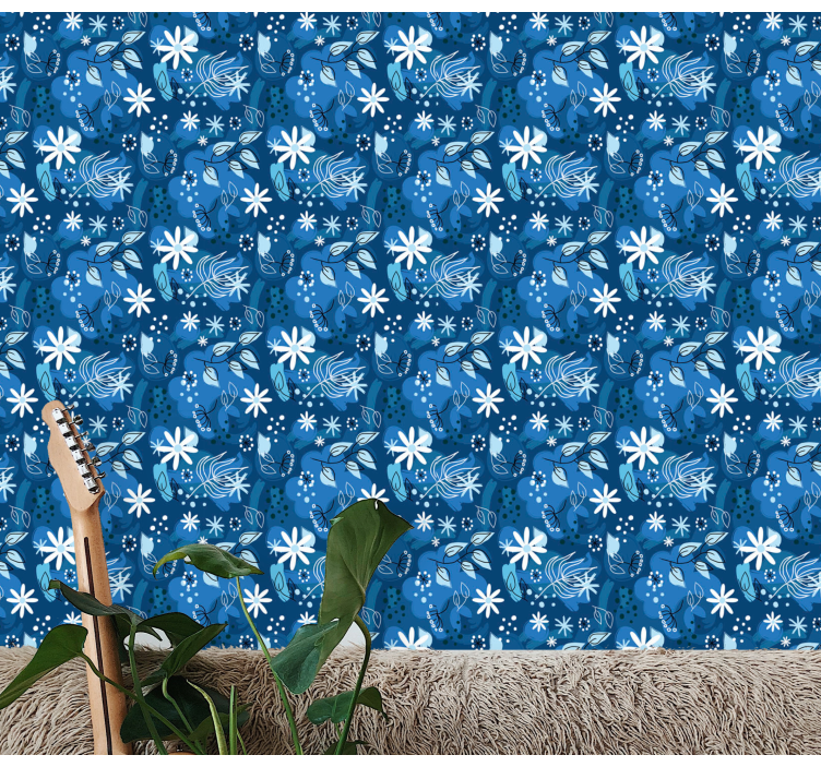 Floral Fauna Motif art deco wallpaper - TenStickers