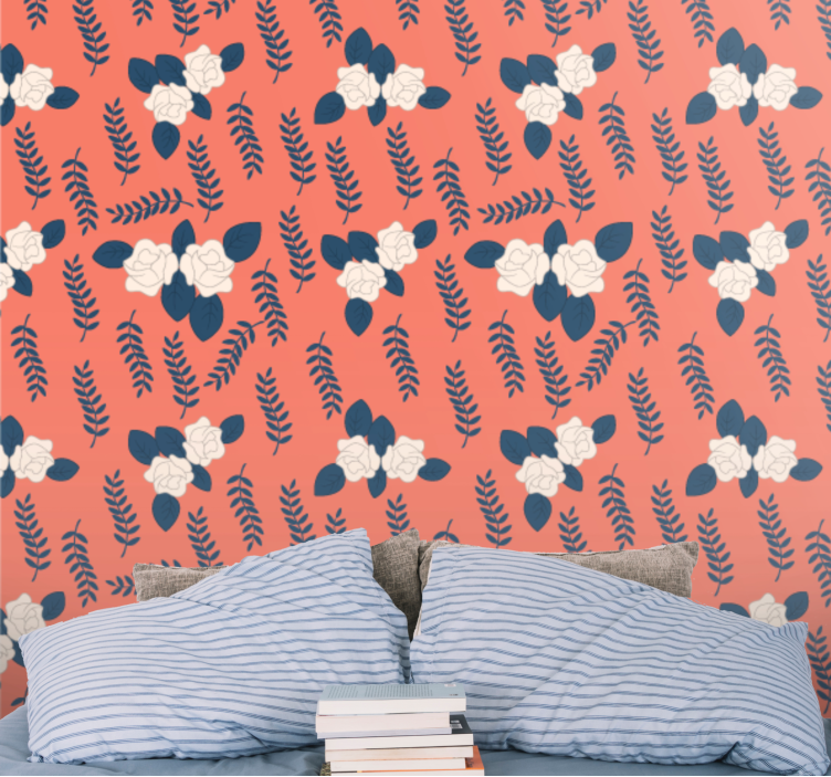 Red ferns arrangement wallpaper flowery - TenStickers