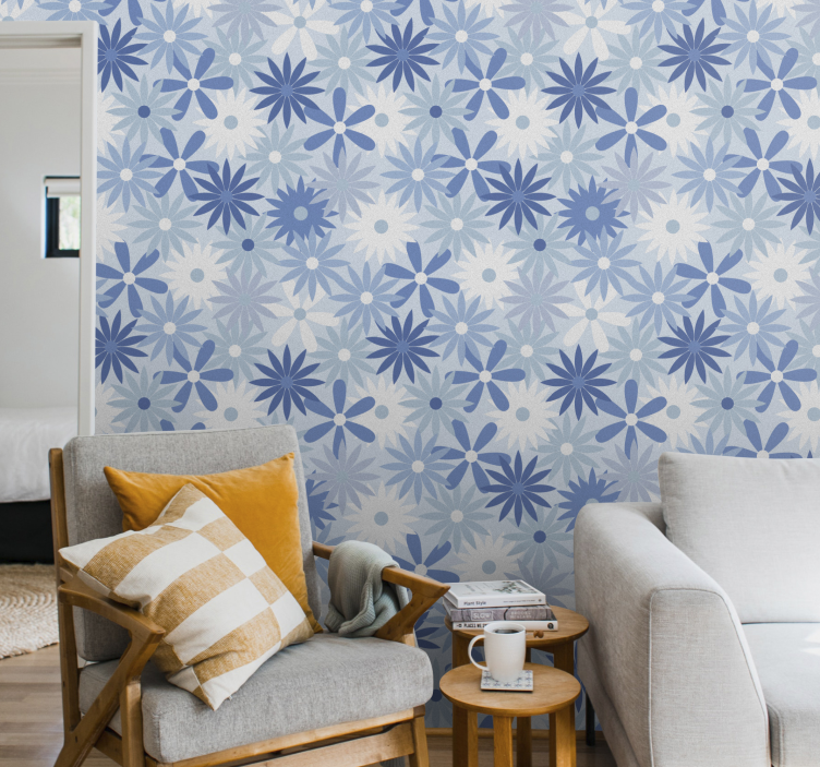 Floral Geometric Fusion wallpaper flowery - TenStickers