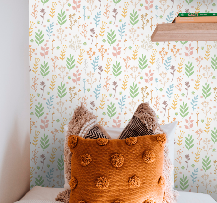 Floral Greenery Accents flowers wallpaper - TenStickers