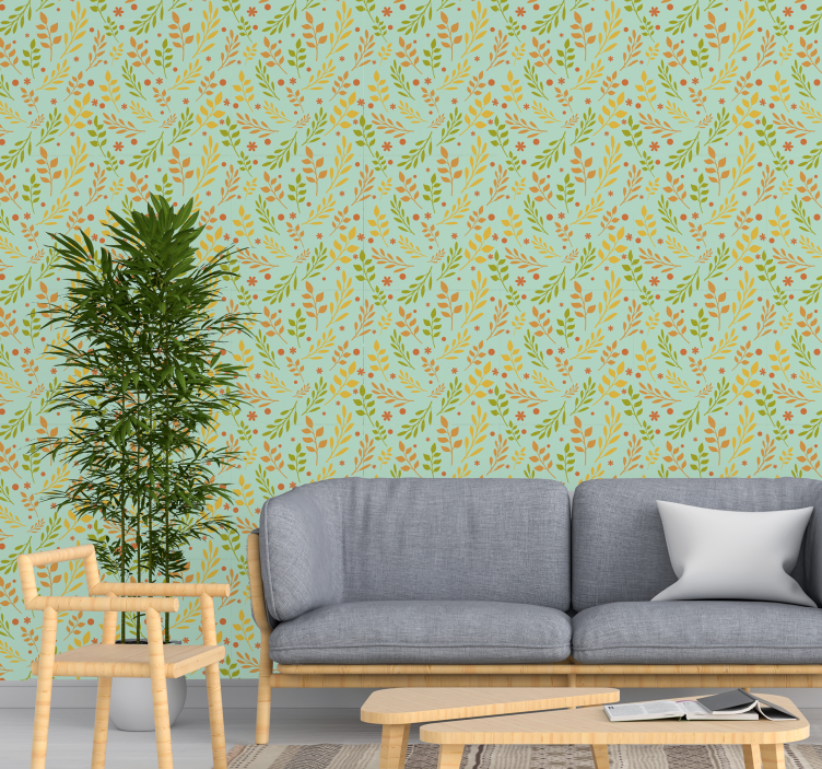 Greenery arrangement wallpaper flowery - TenStickers