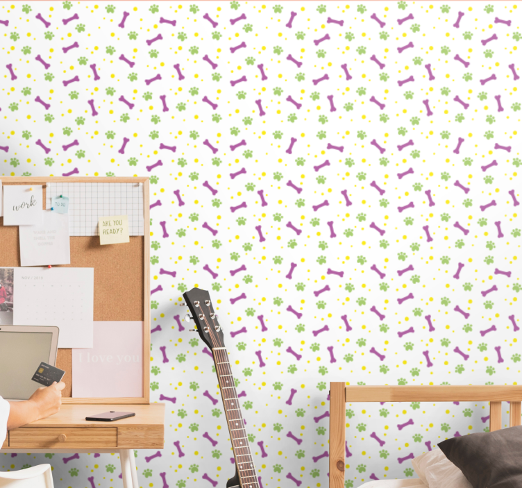 Floral Instrument Pattern bedroom wallpaper - TenStickers
