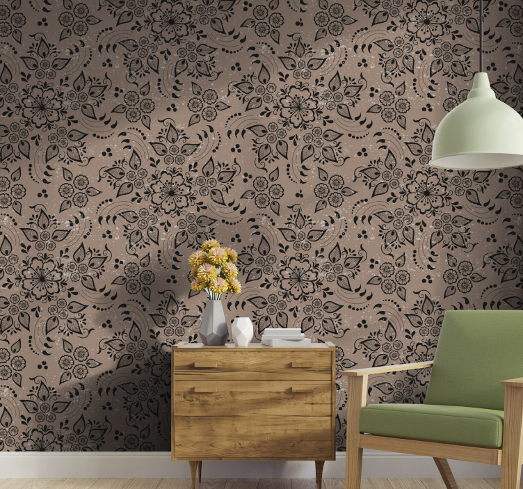 Floral Paisley Pattern wallpaper flowery - TenStickers