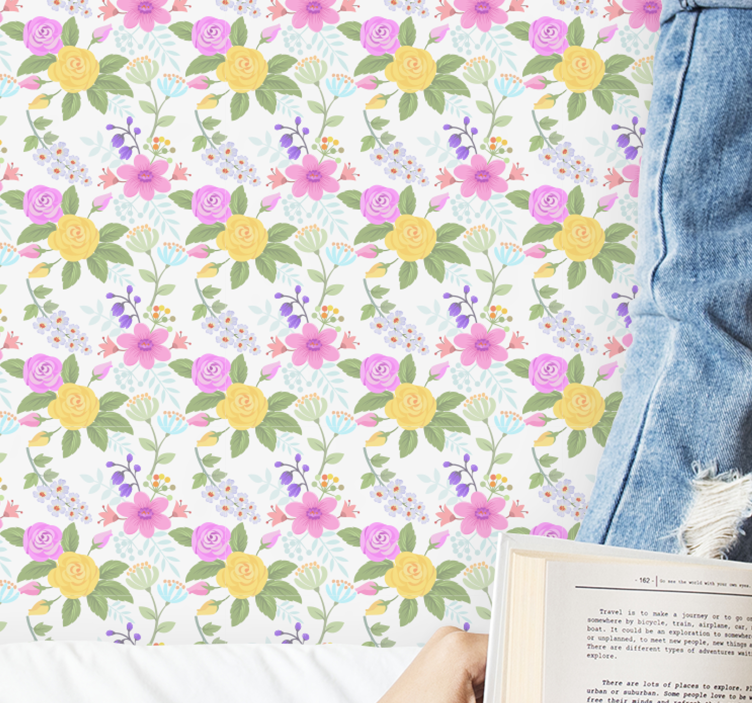 Floral Pattern Blossom flowers wallpaper - TenStickers