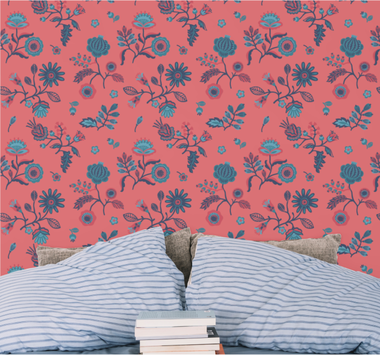 Floral Pattern Overlay wallpaper flowery - TenStickers