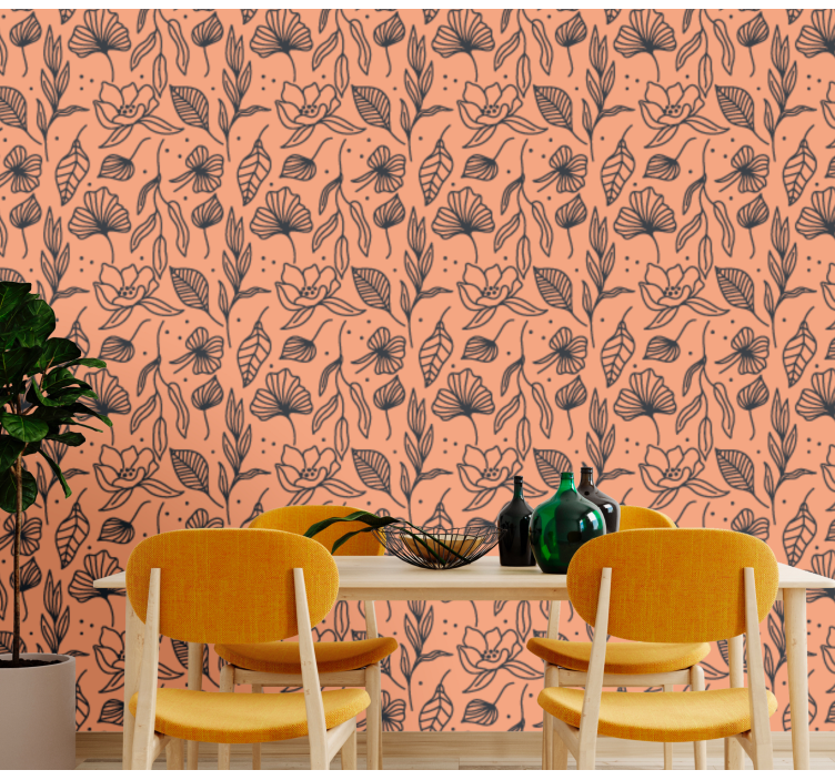 Floral Patterned Interior flowers wallpaper - TenStickers