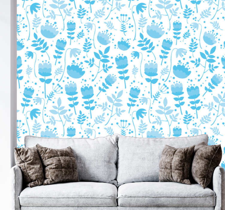 Floral Silhouette Patterns flowers wallpaper - TenStickers