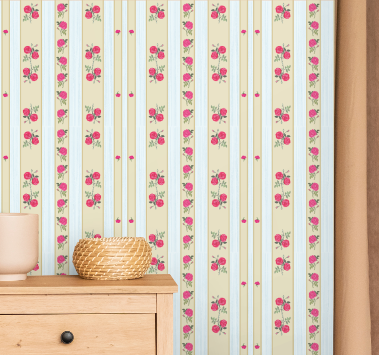 Floral Striped Elegance stripes wallpaper - TenStickers