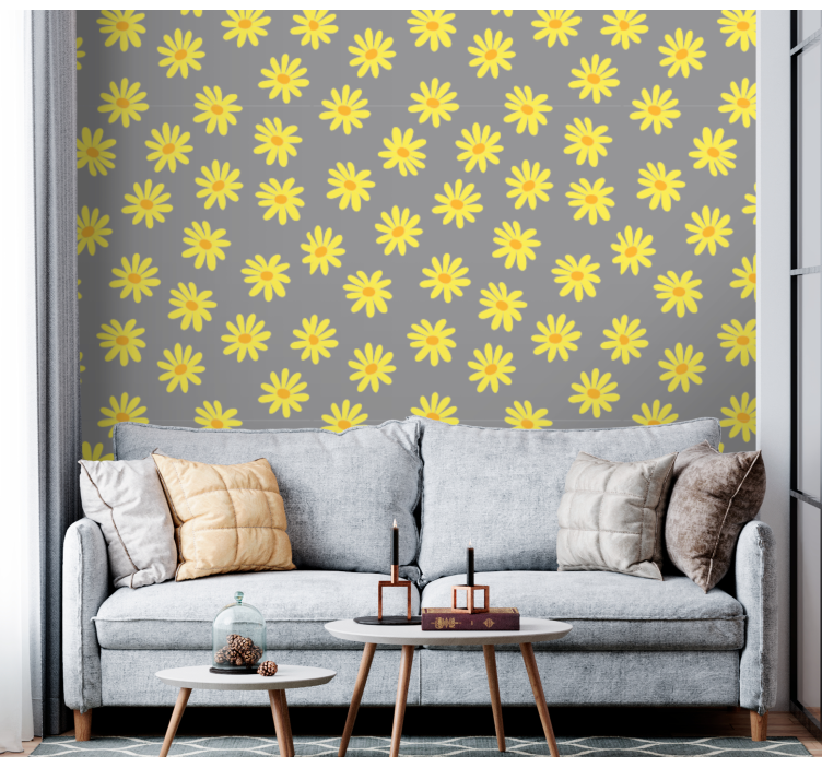 Floral Sunshine Pattern flowers wallpaper - TenStickers