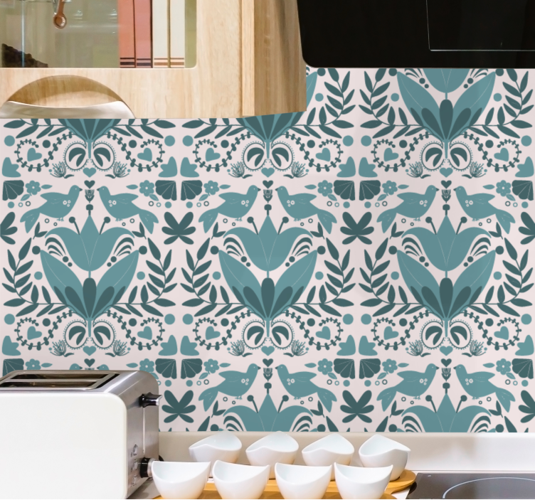 Floral Symmetry Patterns wallpaper flowery - TenStickers