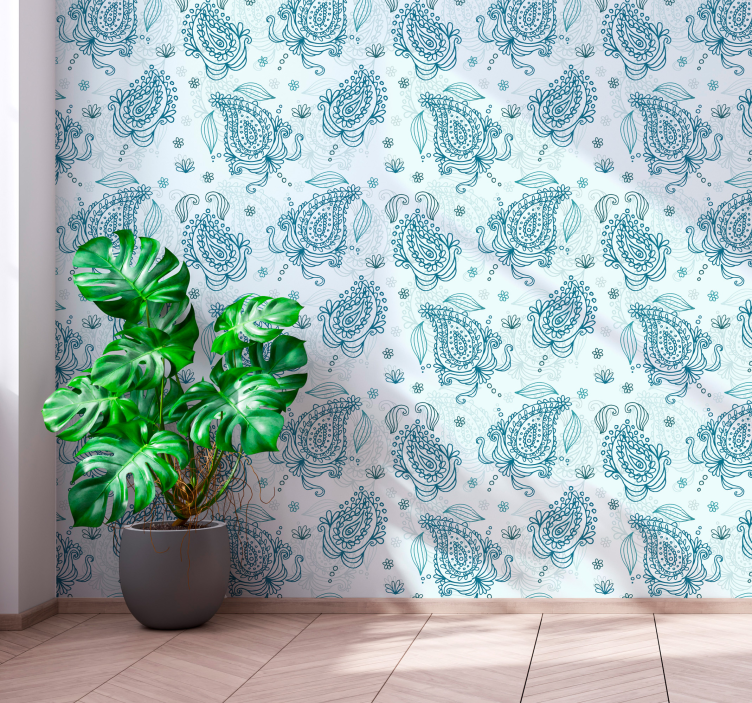 Floral Teardrop Forms wallpaper flowery - TenStickers