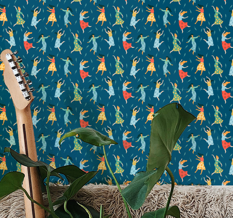 Dancing Women Pattern custom wallpaper - TenStickers
