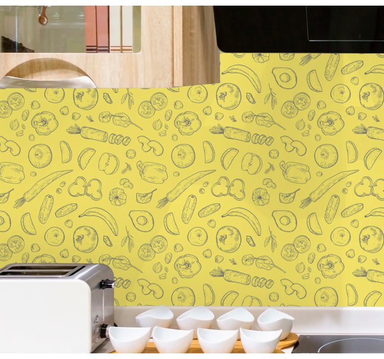Fruitful Sketches kitchen wallpaper - TenStickers
