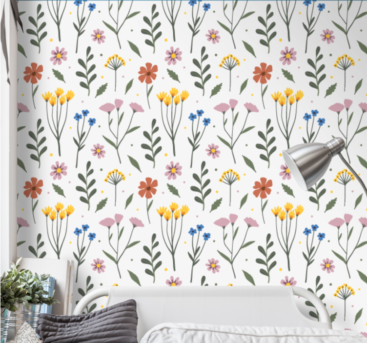 Garden multicolor pattern Flower Wallpaper - TenStickers