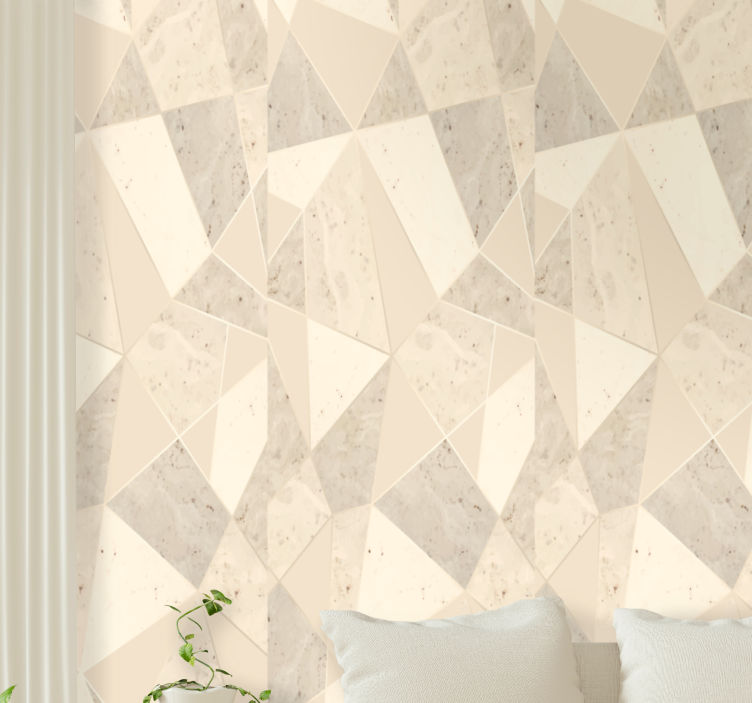 Geometric beige motif wallpaper marble - TenStickers