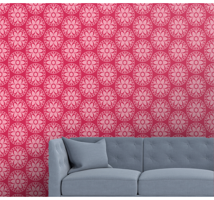 Geometric Floral Motif a pink wallpaper - TenStickers