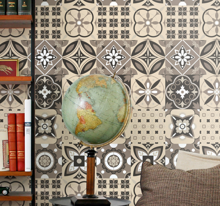 Geometric Floral Tile tiles wallpaper - TenStickers