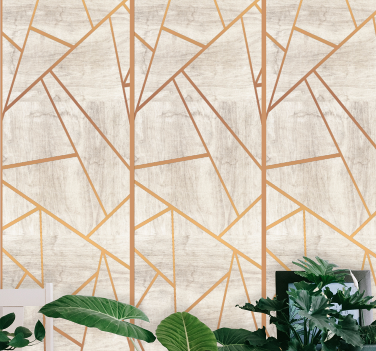 Geometric gold veins wallpaper marble - TenStickers