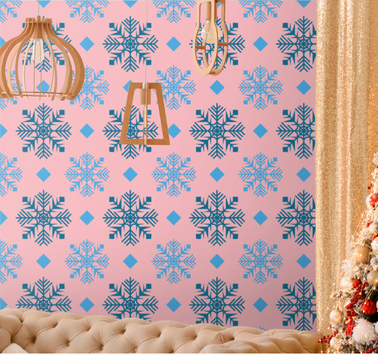 Geometric Snowflake Pattern christmas wallpaper - TenStickers