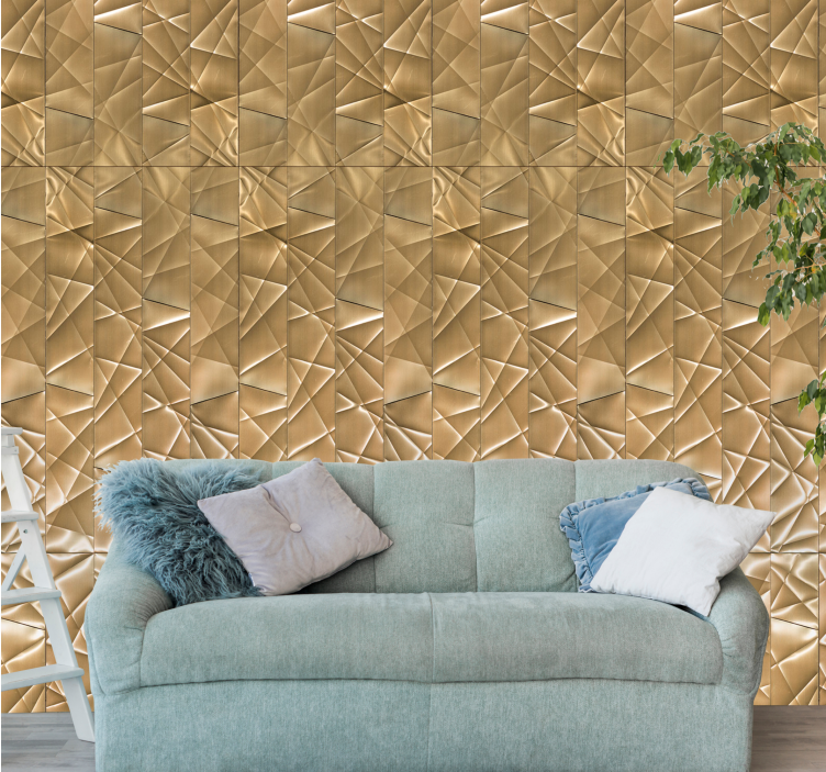 Geometric golden effect pattern wallpaper metal - TenStickers