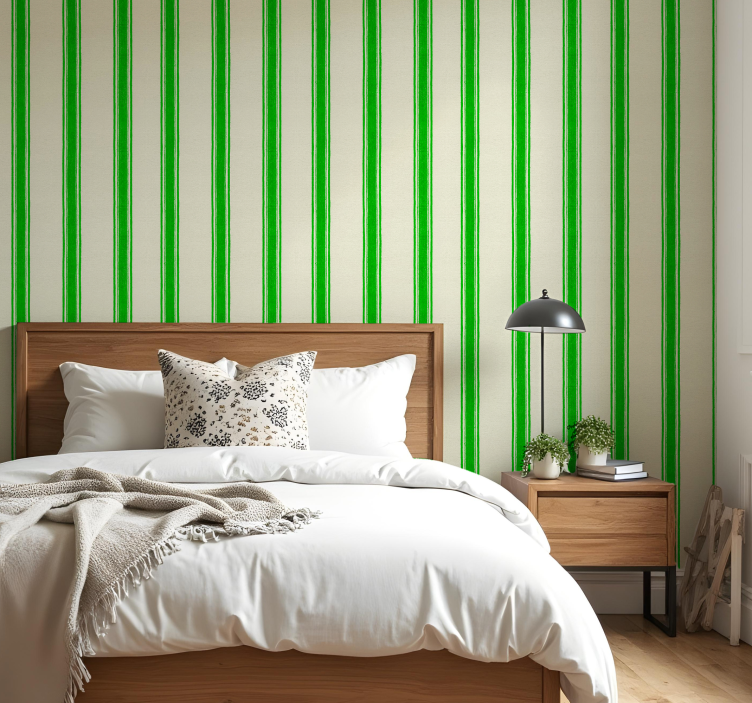 Geometric wallpaper vertical green lines - TenStickers