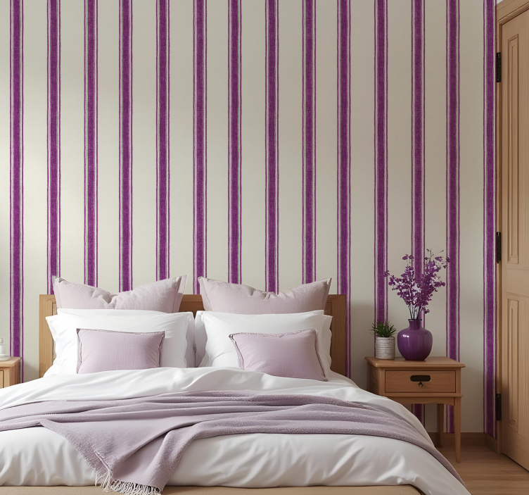 Geometric wallpaper vertical lines in purple - TenStickers
