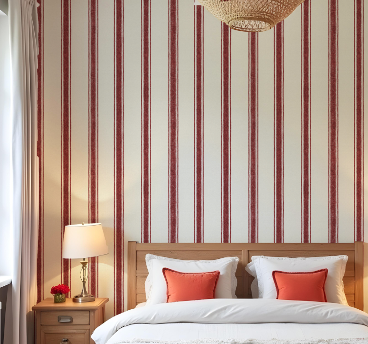 Geometric wallpaper vertical red lines - TenStickers