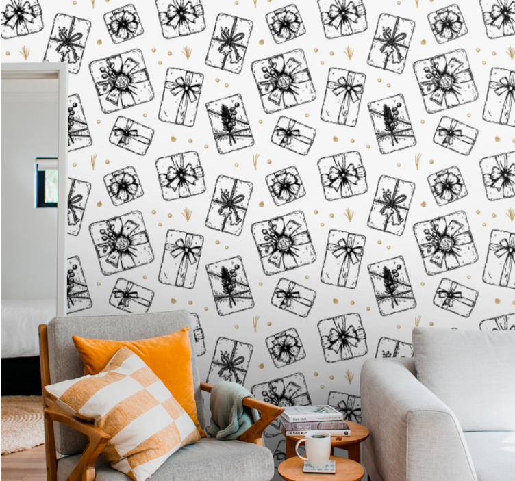 Gift Bow Patterns christmas wallpaper - TenStickers