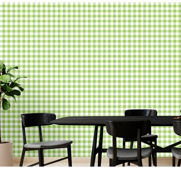 Gingham Check Pattern dining room wallpaper - TenStickers