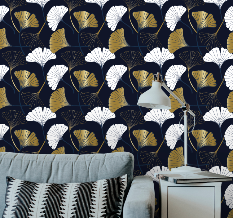 Ginkgo Leaf Composition wallpaper flowery - TenStickers