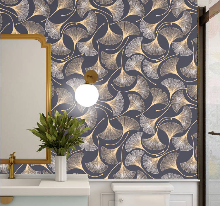 Ginkgo Leaves fan-shaped modern wallpaper - TenStickers