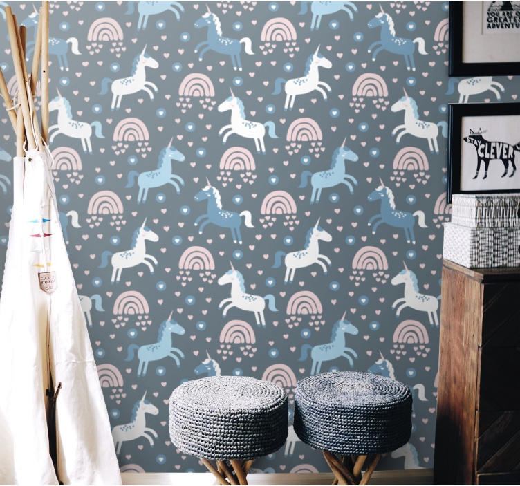 Giraffe Rainbows Motif cute animal wallpaper - TenStickers