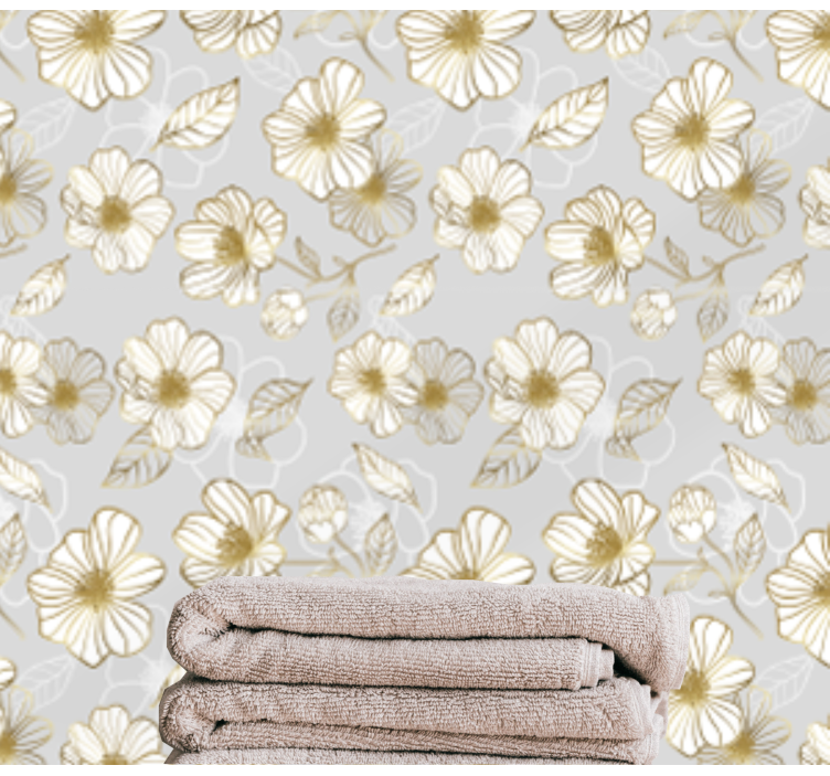 Gold Floral Pattern wallpaper flowery - TenStickers