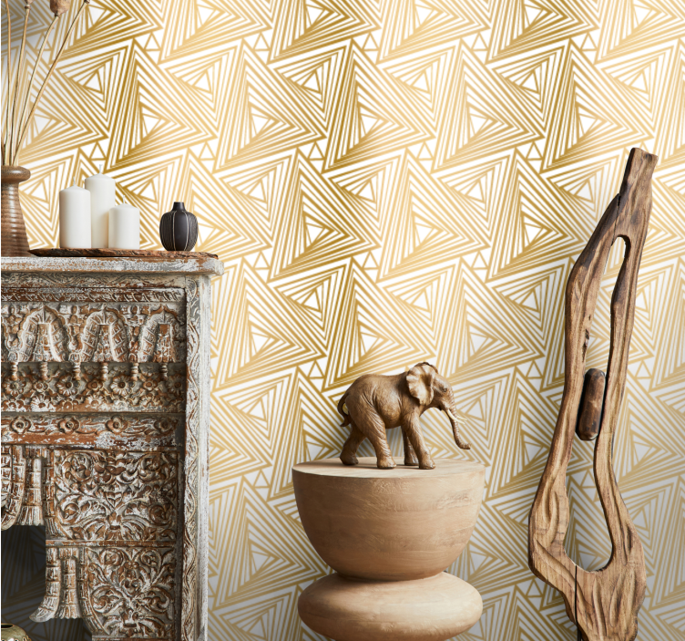 Golden pattern wallpaper triangles - TenStickers