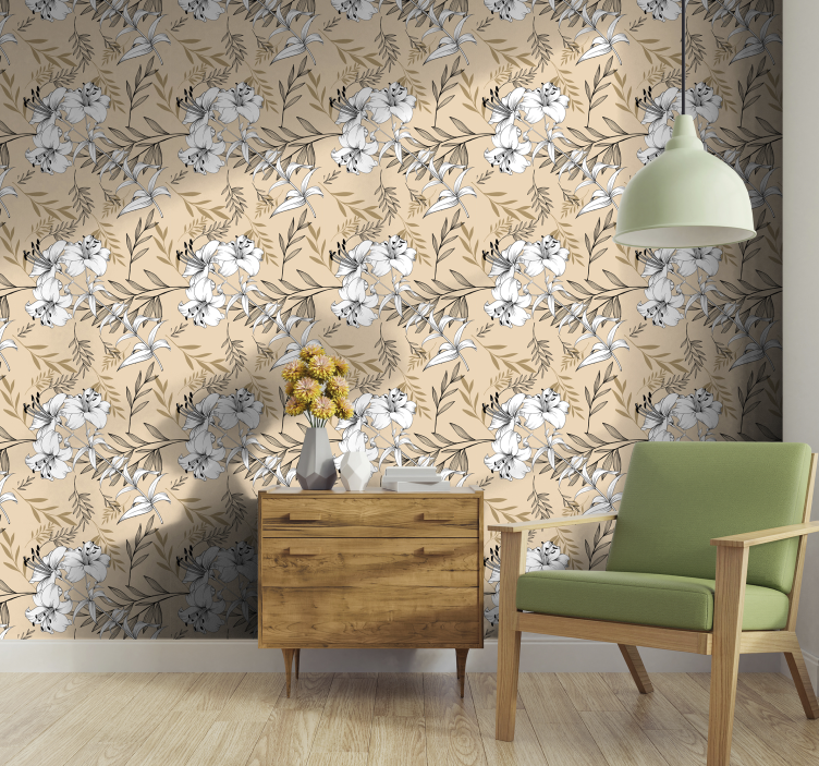 Graceful bloom composition entrance wallpaper - TenStickers