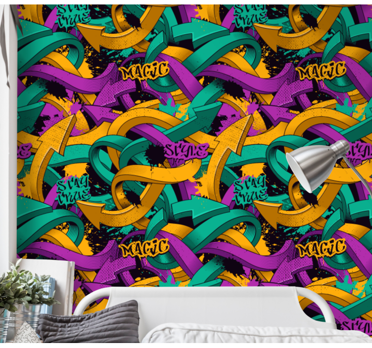 Graffiti Ribbons art deco wallpaper - TenStickers