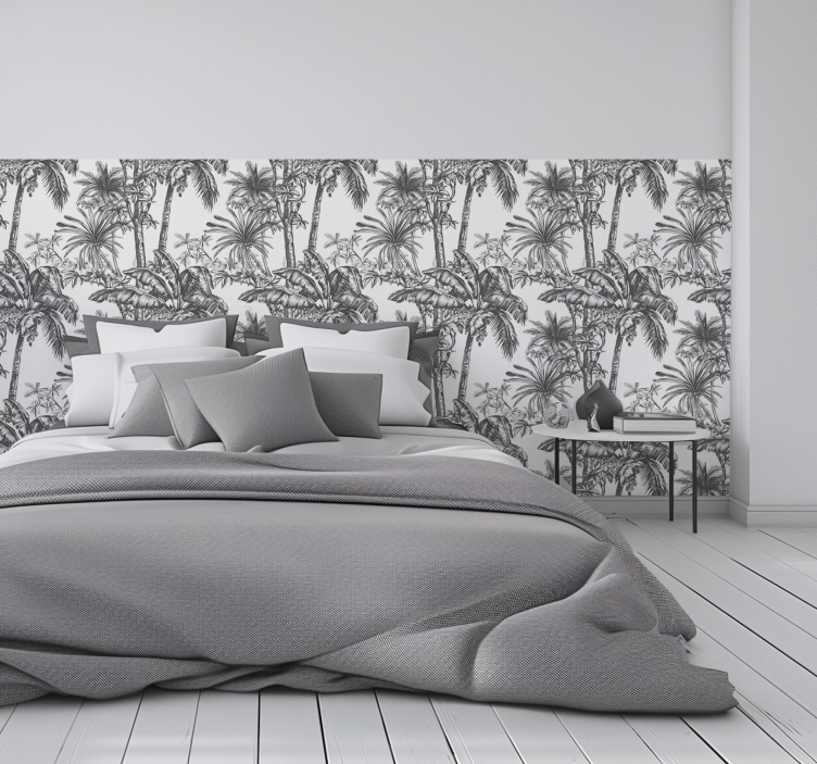 Gray rainforest pattern headboard wallpaper - TenStickers