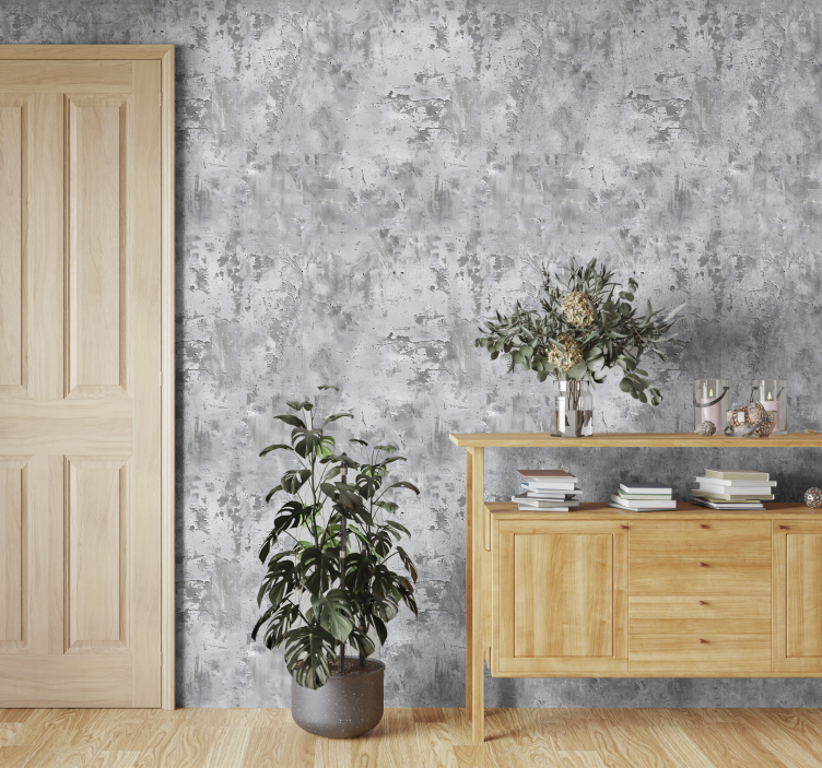 Gray stone effect entrance wallpaper - TenStickers