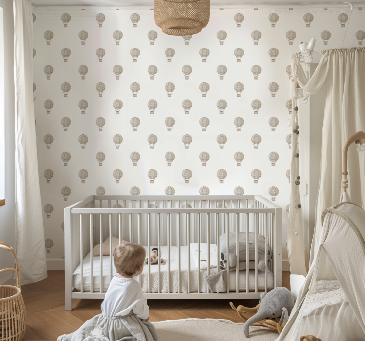 Grey balloons nursery wallpaper - TenStickers