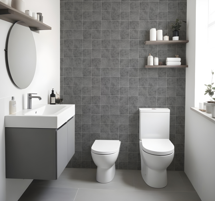 Grey shades tiles wallpaper - TenStickers