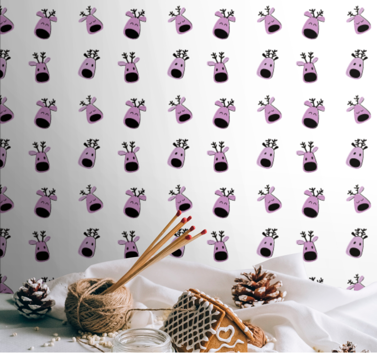 Happy Reindeer Faces cute animal wallpaper - TenStickers