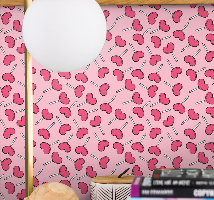 Heart Lollipop Pattern wallpaper dots - TenStickers